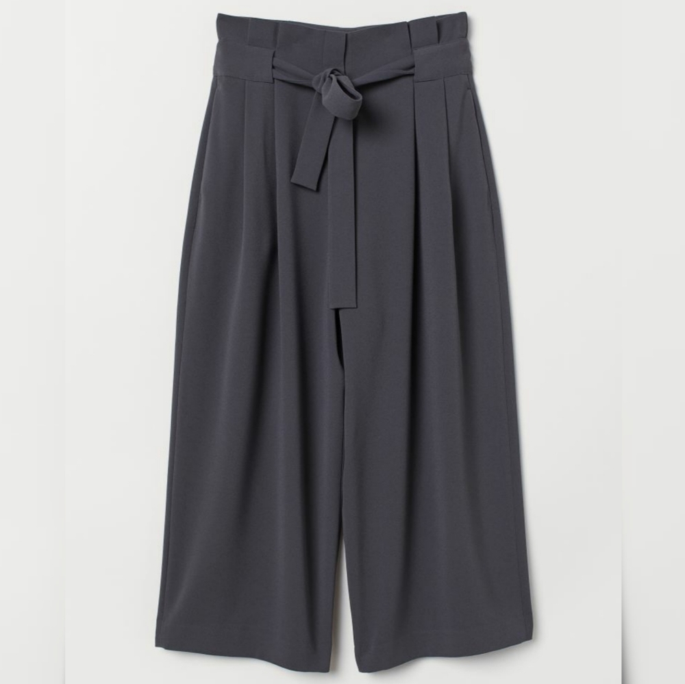 NWT H&M Crop Wide Leg Pants Dark Grey